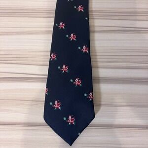 Cape Cod Neckwear Vintage Santa Claus Tennis Christmas Tie in Navy Blu e‎